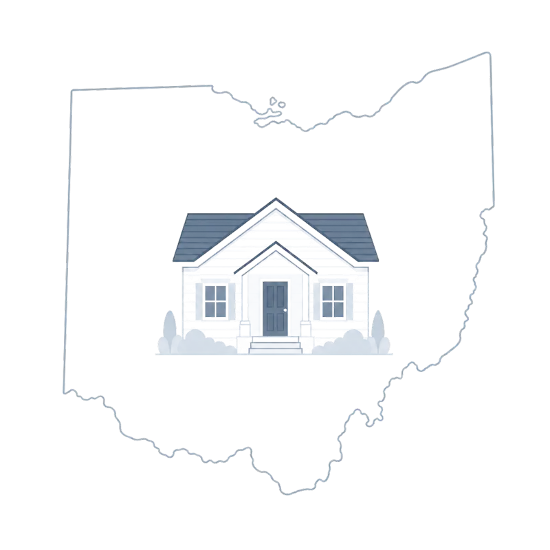 Illustration of the state of Ohio with a home